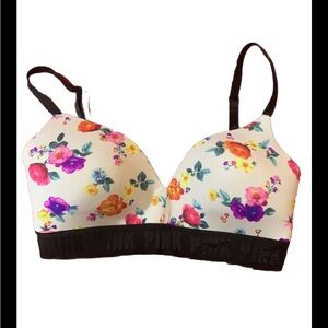 PINK Victorias Secret Wear Everywhere Wireless Bra lightly lined 34D floral